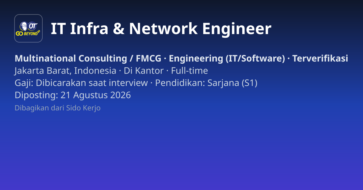 Lowongan IT Infra & Network Engineer di Orang Tua Group