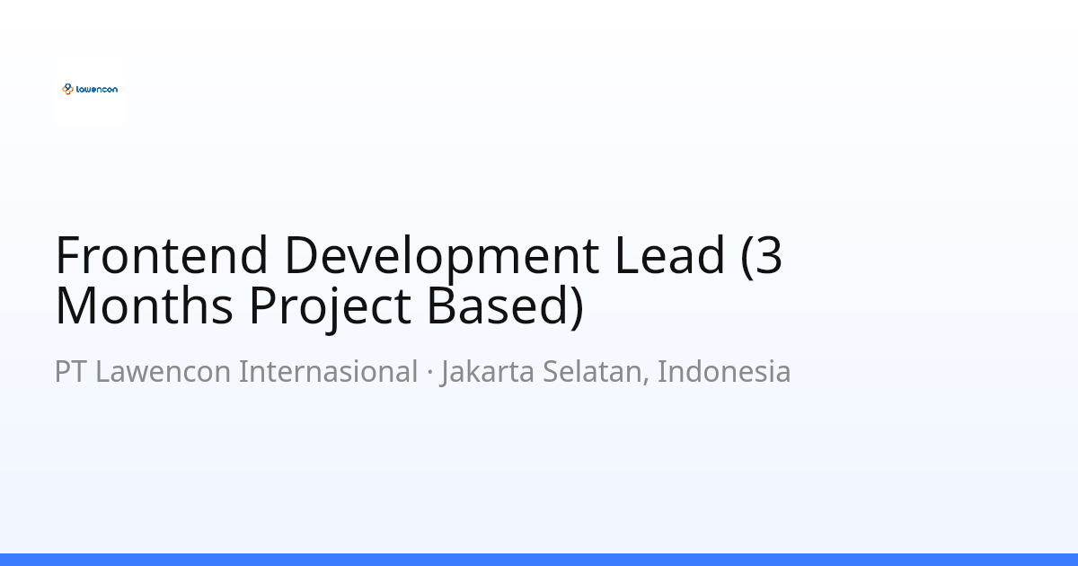 Frontend Development Lead (3 Months Project Based)